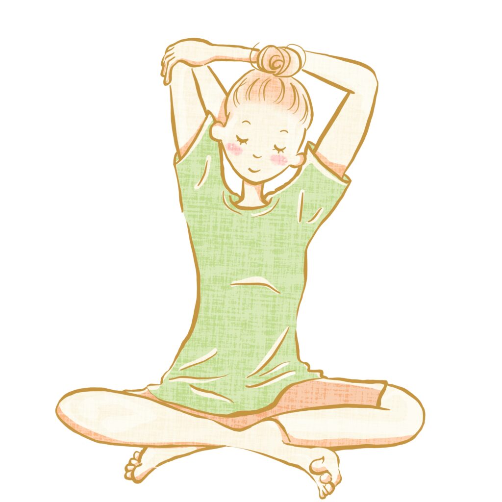 のびをする女性のイラスト