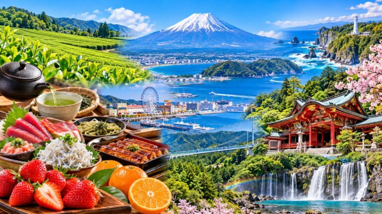静岡県の風景・名産のイメージ（富士山、茶畑、駿河湾など）
